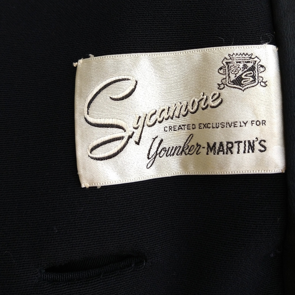 BLACK WOOL WEAVE COAT vintage 1960's 60's S M - Picture 10 of 10